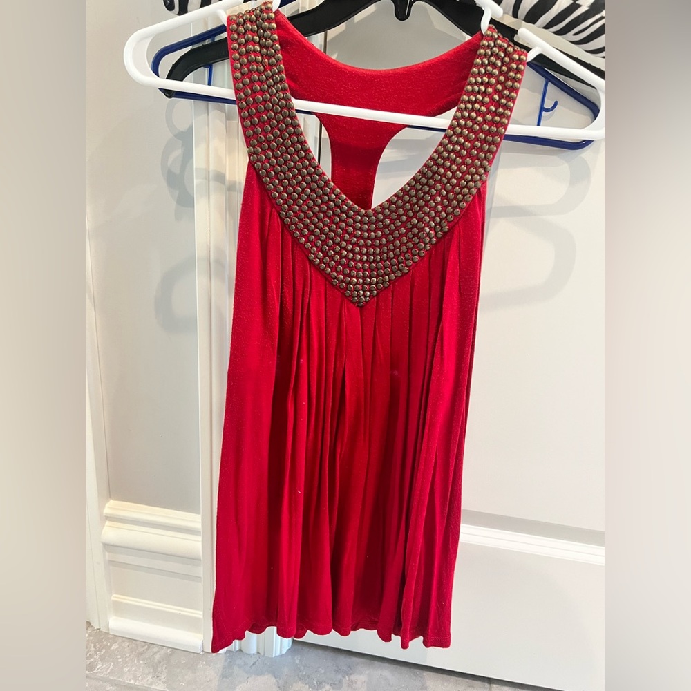 Red racer back studded tank. SMALL. women’s.